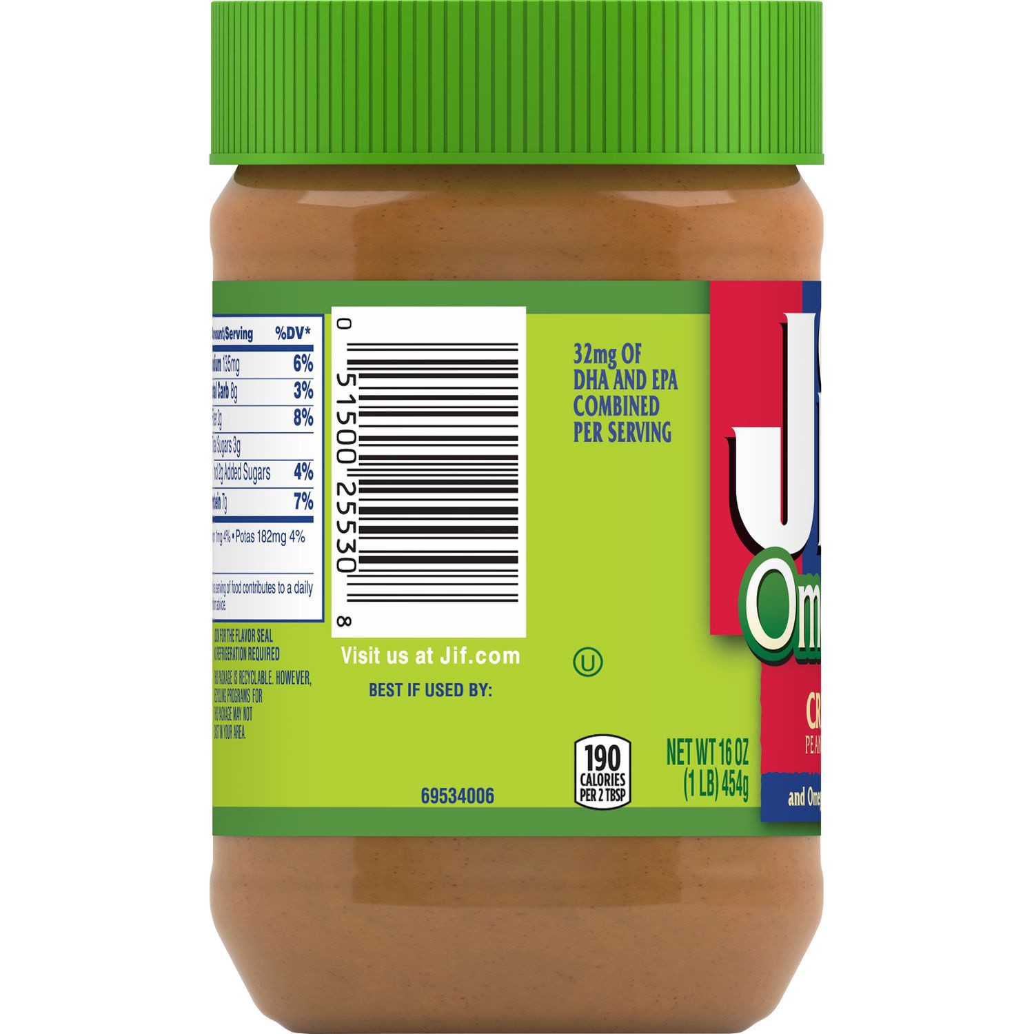 slide 4 of 5, Jif Omega-3 Creamy Peanut Butter, 16-Ounce, 16 oz