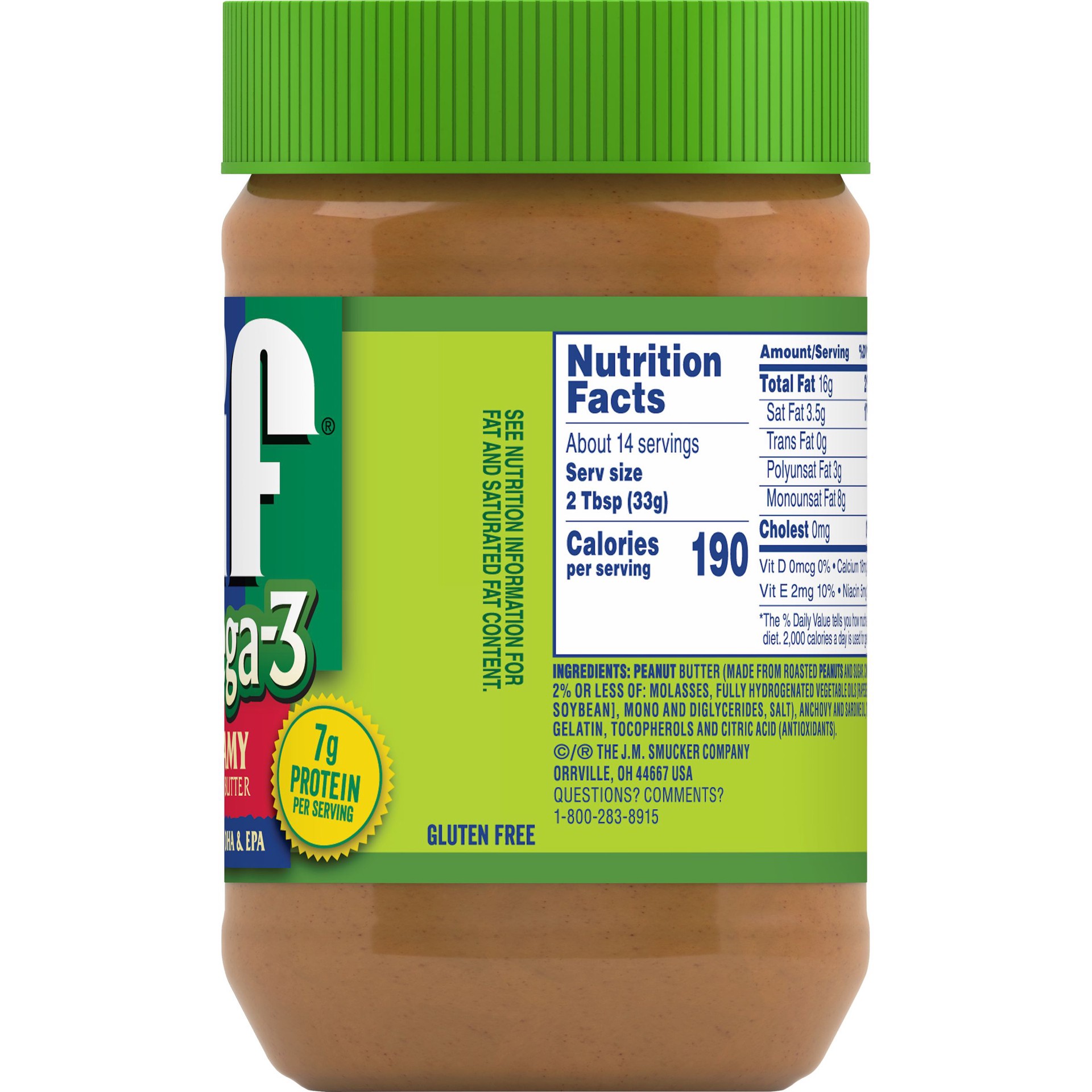 slide 3 of 5, Jif Omega-3 Creamy Peanut Butter, 16-Ounce, 16 oz