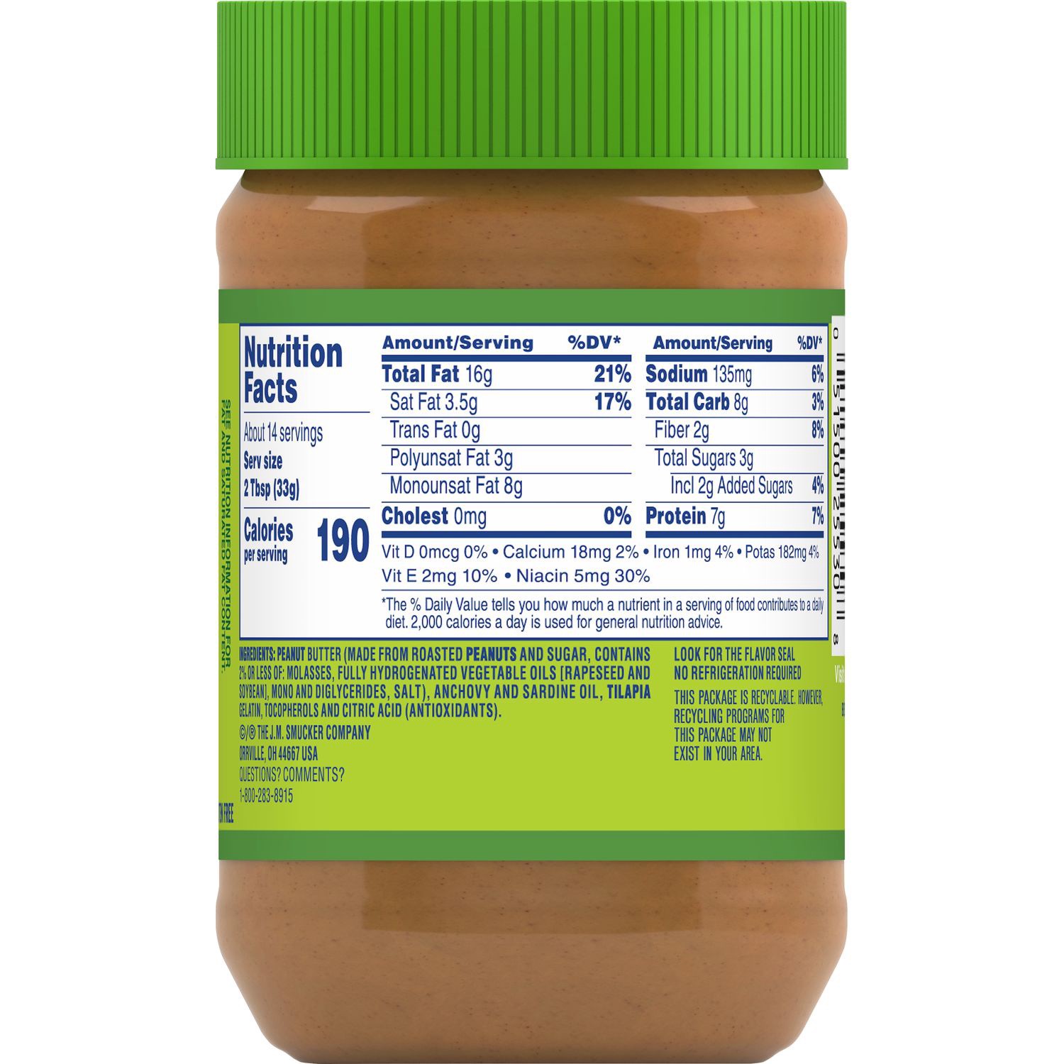 slide 2 of 5, Jif Omega-3 Creamy Peanut Butter, 16-Ounce, 16 oz