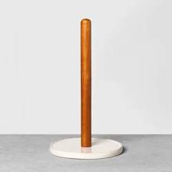 Hearth & Hand with Magnolia Stoneware & Wood Paper Towel Holder Cream/Brown - Hearth & Hand™ with Magnolia: Glazed Finish, Spot Clean, Tabletop Design