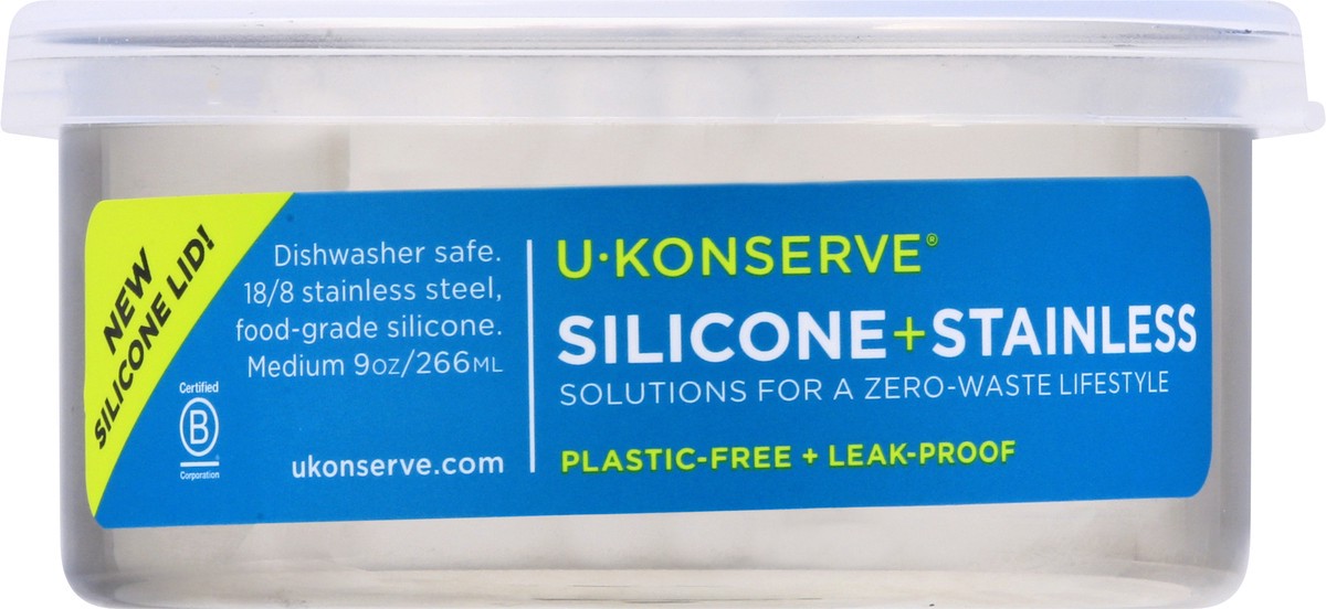 slide 1 of 9, U-Konserve 9 Ounce Medium Silicon + Stainless Container 1 ea, 1 ct