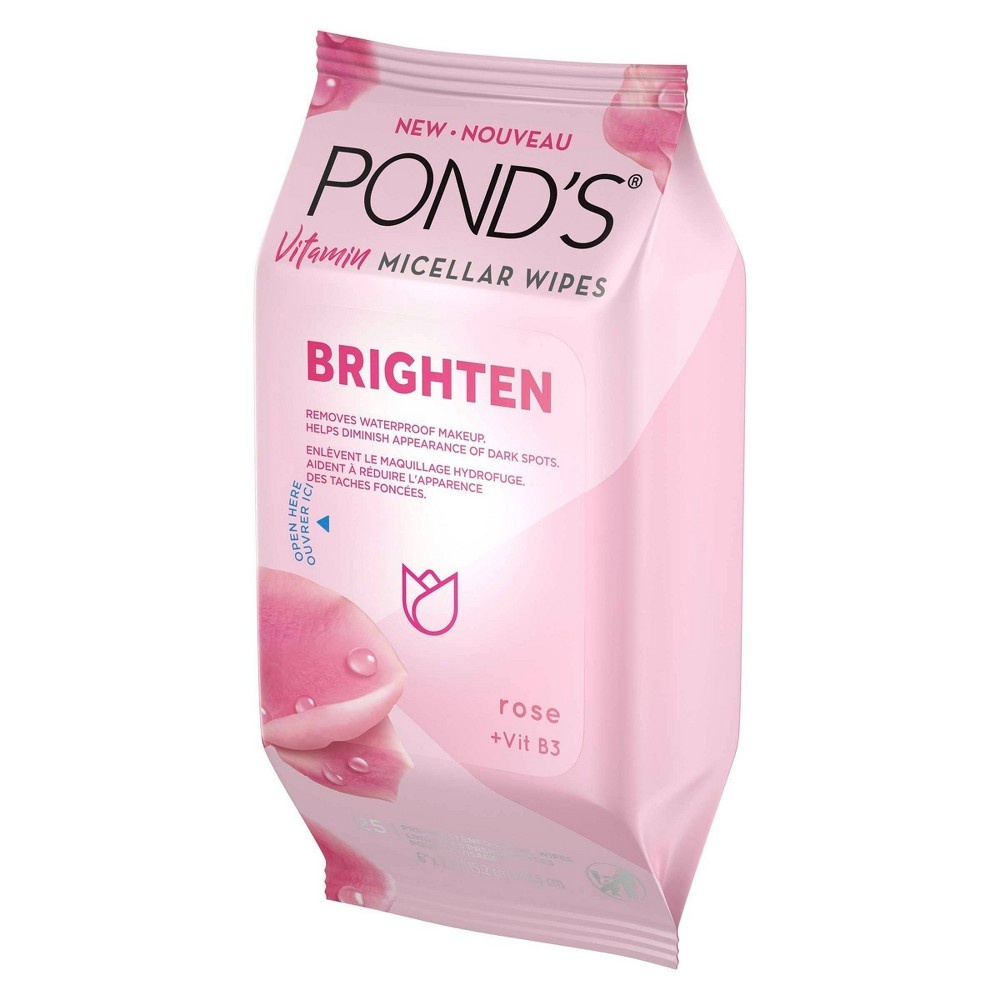 slide 4 of 5, Pond's Brighten Micellar Facial Wipes - Vit B3 - Rose, 25 ct