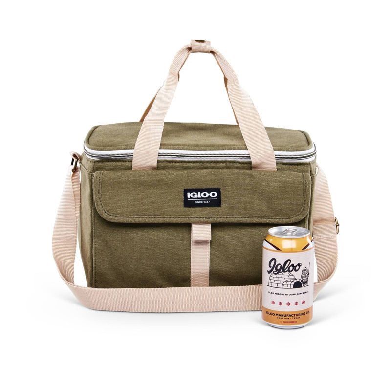 slide 4 of 13, Igloo Nostalgia Lunch Sack - Olive: Insulated Polyester Canvas with Front Pocket, 1 ct