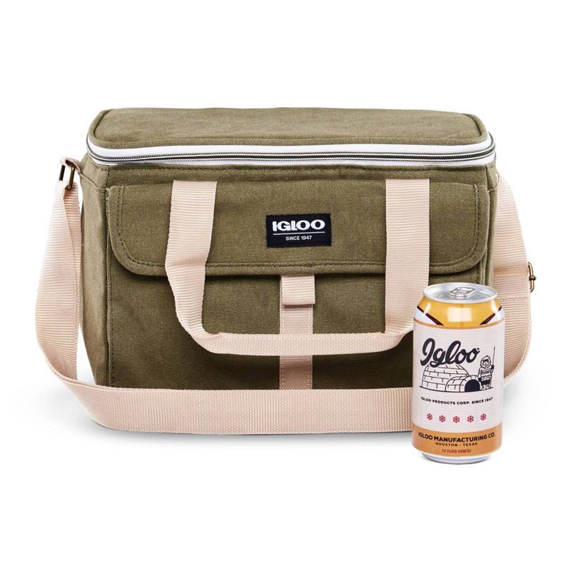 slide 5 of 13, Igloo Nostalgia Lunch Sack - Olive: Insulated Polyester Canvas with Front Pocket, 1 ct
