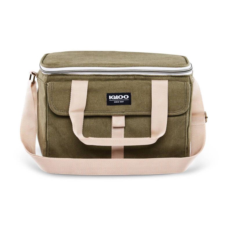 slide 6 of 13, Igloo Nostalgia Lunch Sack - Olive: Insulated Polyester Canvas with Front Pocket, 1 ct
