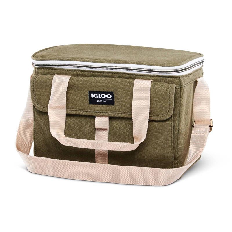 slide 7 of 13, Igloo Nostalgia Lunch Sack - Olive: Insulated Polyester Canvas with Front Pocket, 1 ct