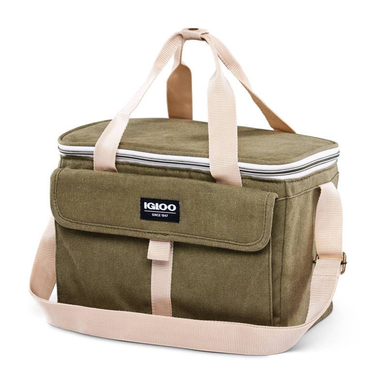 slide 11 of 13, Igloo Nostalgia Lunch Sack - Olive: Insulated Polyester Canvas with Front Pocket, 1 ct