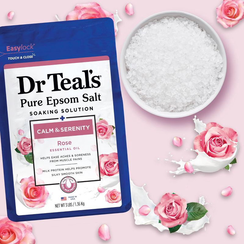 slide 5 of 6, Dr Teal's Calm & Serenity Rose Pure Epsom Bath Salt - 3lb, 3 lb
