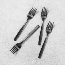 4pc Matte Finish Appetizer Fork Set Black - Hearth & Hand with Magnolia