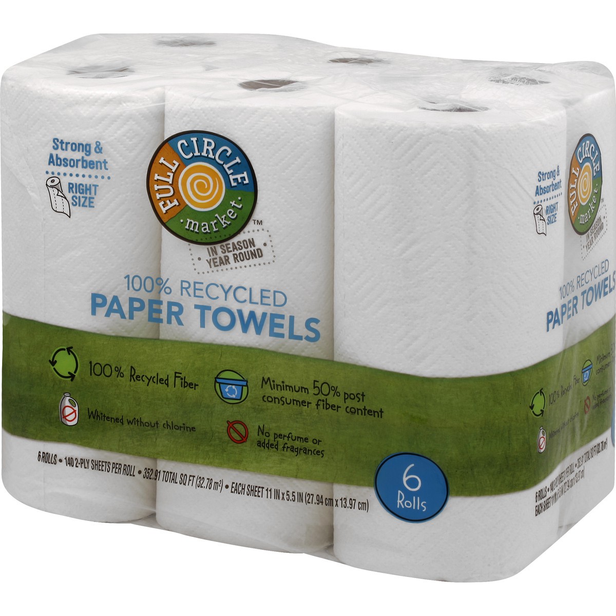 slide 8 of 8, Full Circle Market Right Size 100% Recycled 2-Ply Paper Towels 6 ea, 6 ct