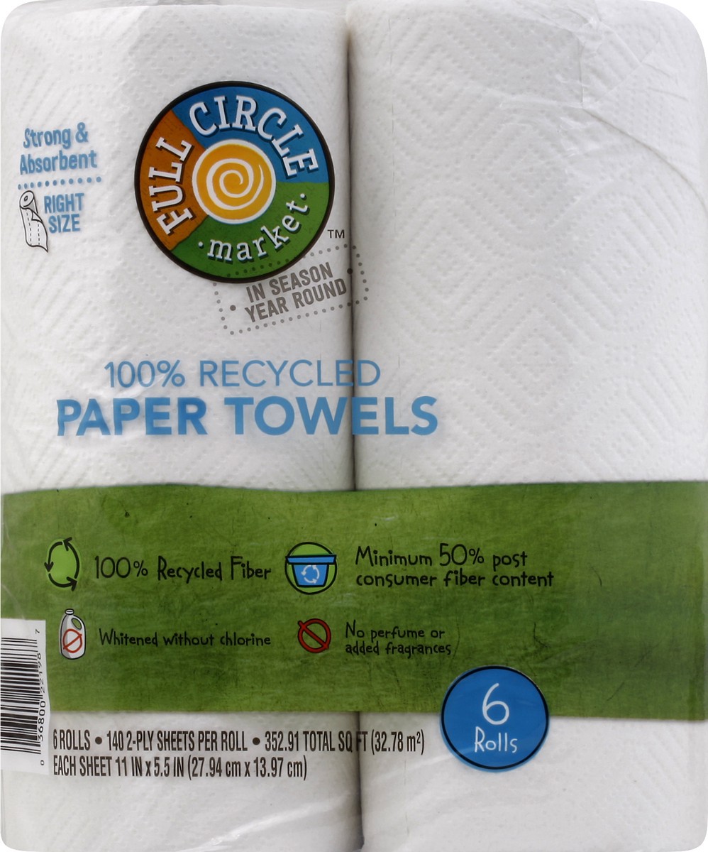 slide 6 of 8, Full Circle Market Right Size 100% Recycled 2-Ply Paper Towels 6 ea, 6 ct