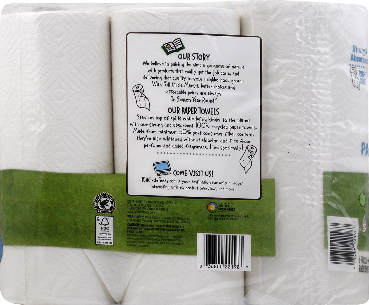 slide 4 of 8, Full Circle Market Right Size 100% Recycled 2-Ply Paper Towels 6 ea, 6 ct