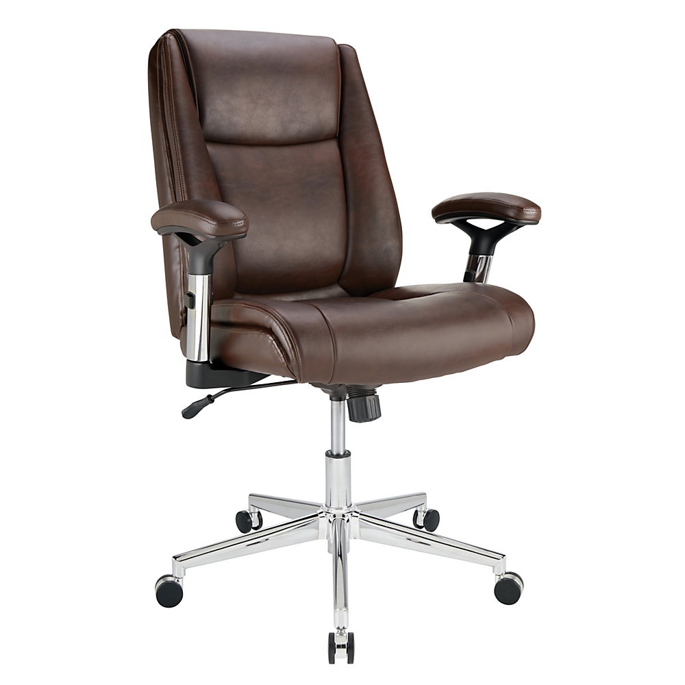slide 1 of 1, Realspace Densey Bonded Leather Mid-Back Managerial Chair, Brown, 1 ct