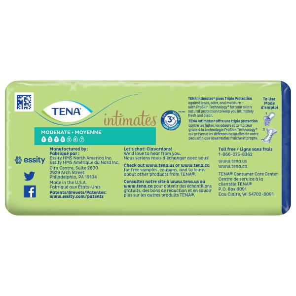 slide 17 of 17, Tena Intimiates Fresh & Clean Moderate Absorbency Incontinence Pads , 20 ct