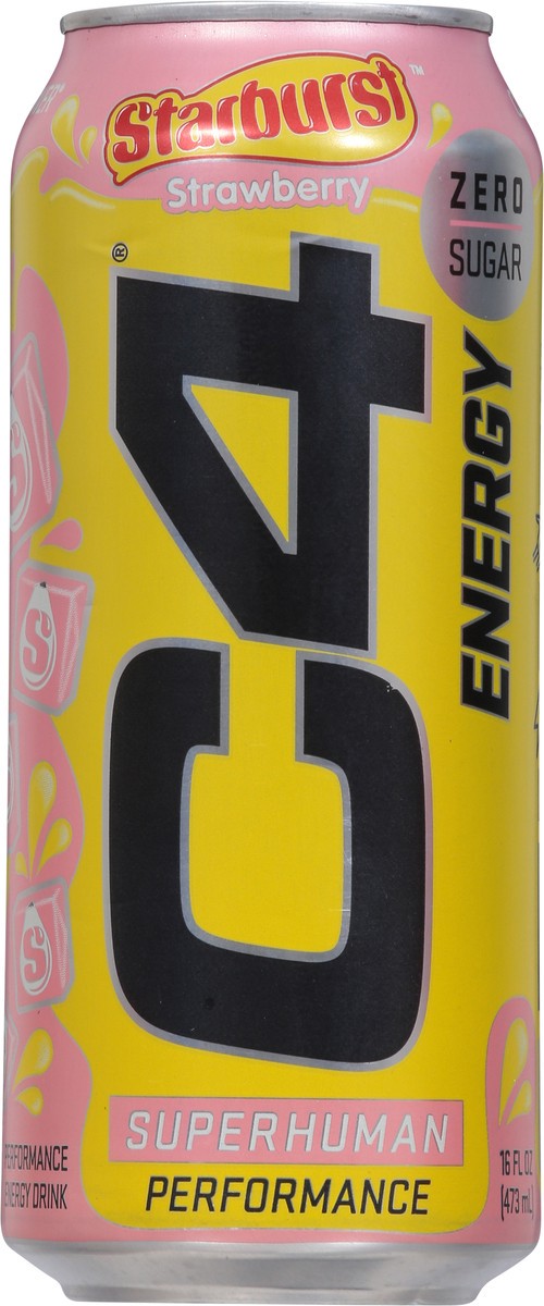 slide 5 of 9, C4 Energy, C4 Energy Starburst - Yellow Can, Carbonated, Strawberry Starburst, 16 oz