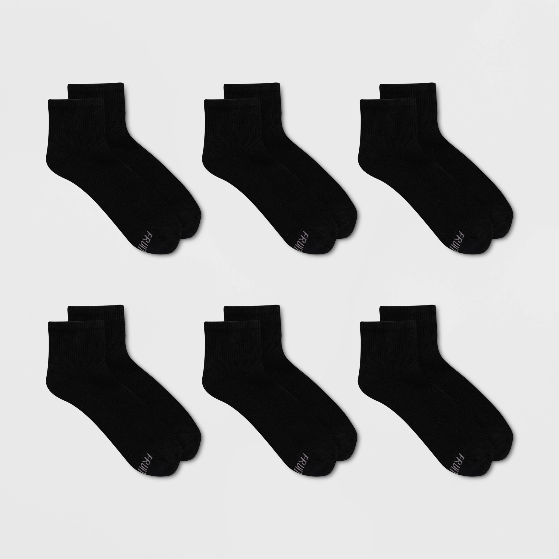 slide 1 of 3, Fruit of the Loom Women's Cushioned 6pk Ankle Athletic Socks - Black 4-10, 6 ct