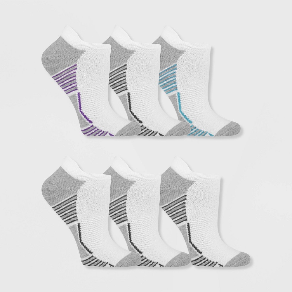 slide 2 of 3, Fruit of the Loom Women's Breathable Cotton Lightweight 6pk No Show Tab Athletic Socks - White 4-10, 6 ct