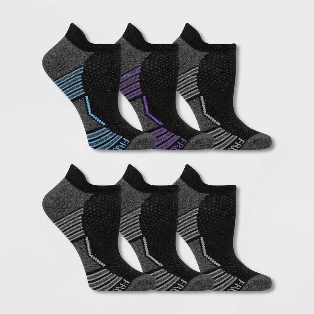 slide 2 of 3, Fruit of the Loom Women's Breathable Cotton Lightweight 6pk No Show Tab Athletic Socks - Black 4-10, 6 ct