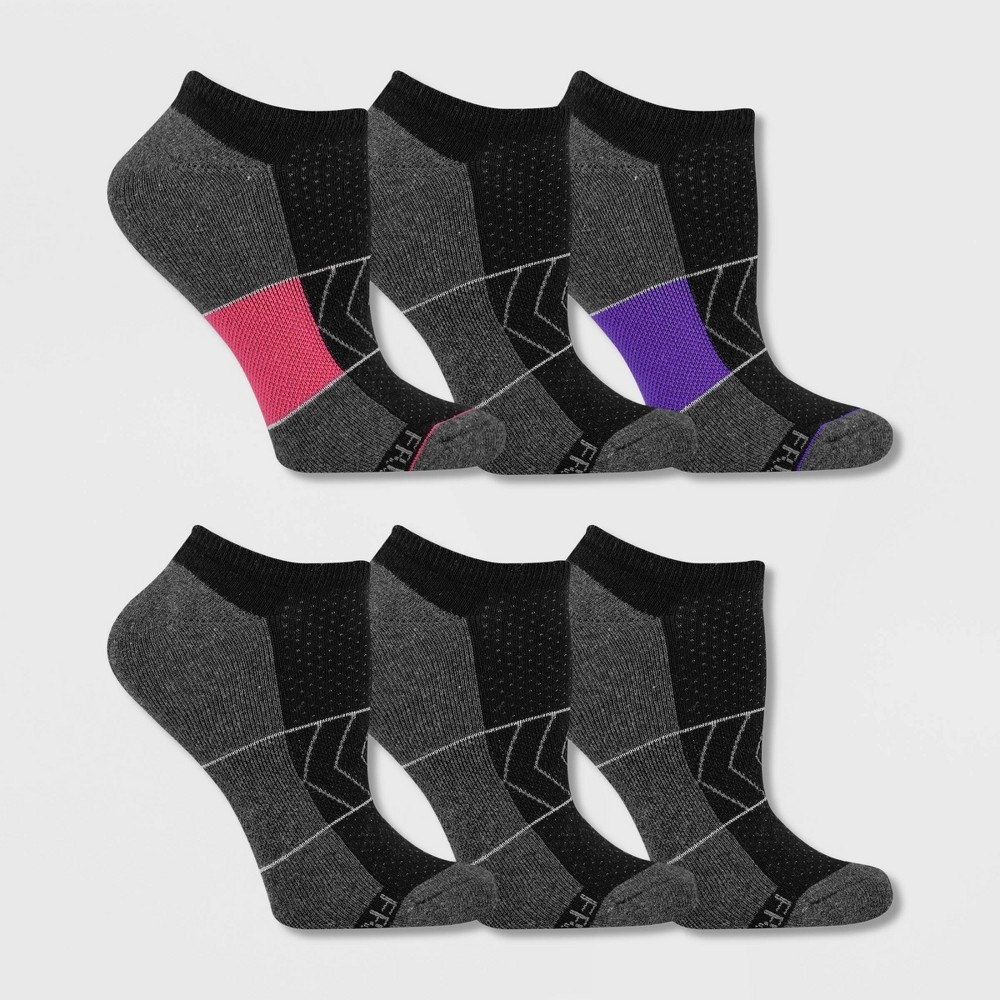 slide 2 of 3, Fruit of the Loom Women's Breathable Cotton Cushioned 6pk No Show Athletic Socks - Black 4-10, 6 ct