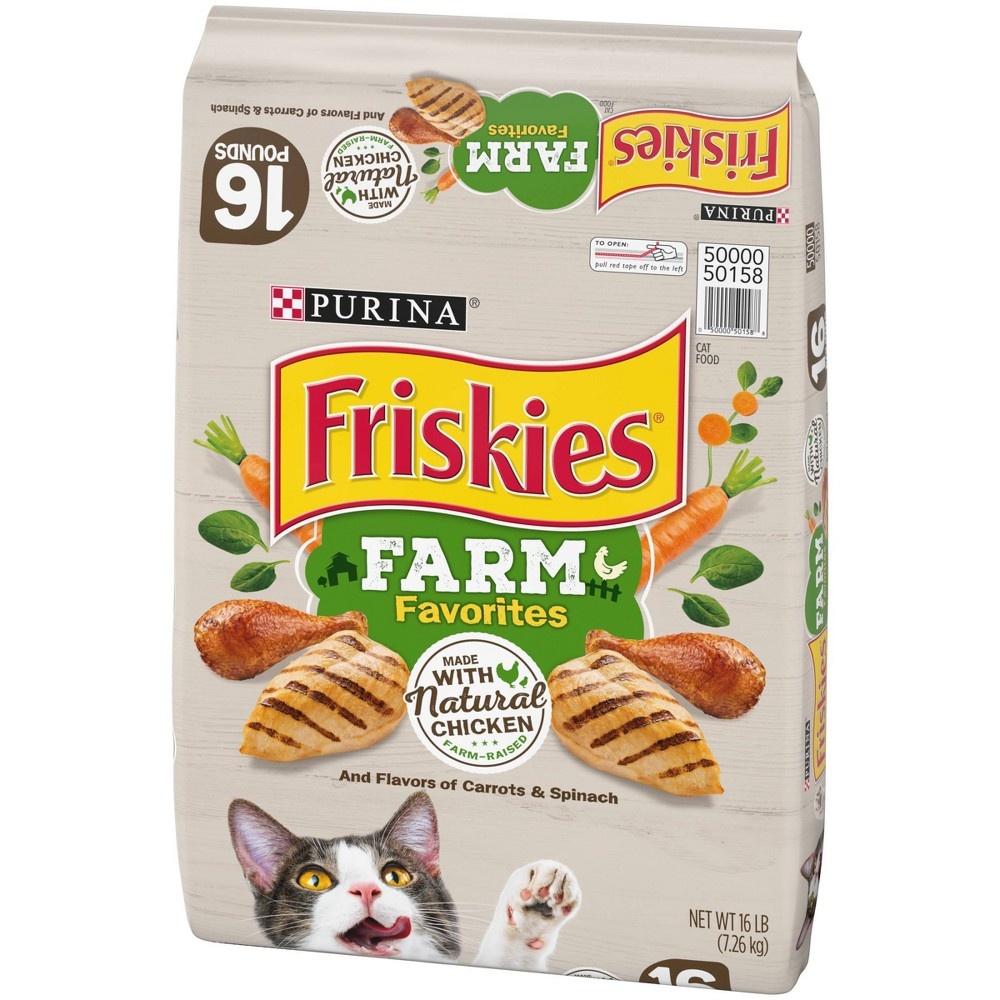 slide 5 of 5, Purina Friskies Farm Favorites with Natural Chicken & Flavors of Carrots&Spinach Adult Complete & Balanced Dry Cat Food - 16.25lbs, 16 lb
