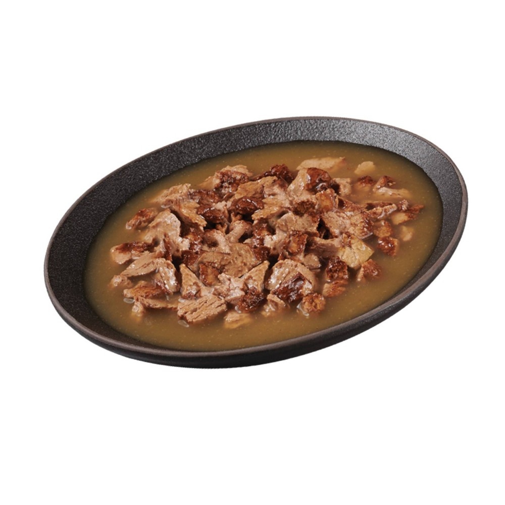 slide 3 of 5, Purina Friskies Warm'd & Serv'd Grill'd Bites In Gravy Wet Cat Food with Chicken, 3.5 oz