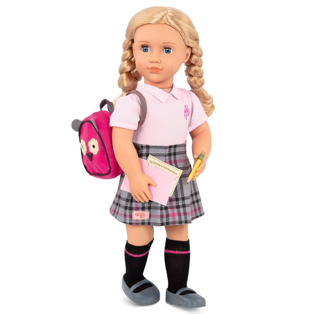 slide 2 of 4, Our Generation Hally with Storybook & Accessories 18" Posable School Doll, 1 ct