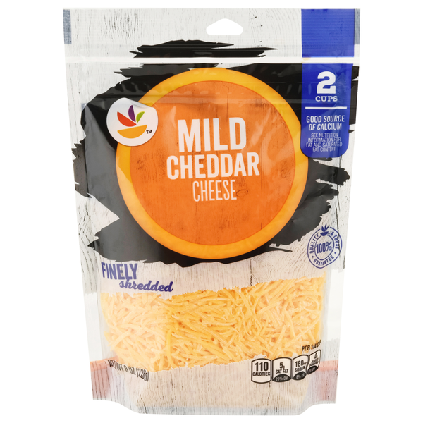 slide 1 of 1, GIANT Cheddar Cheese Mild Finely Shredded Natural, 8 oz