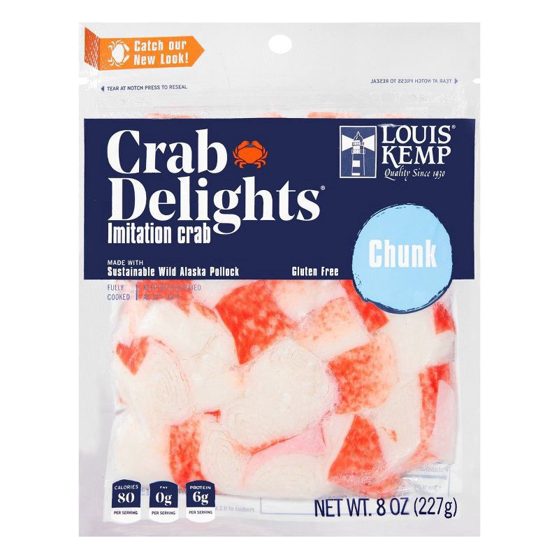 slide 1 of 9, Louis Kemp Crab Delights Chunk Imitation Crab 8 oz, 8 oz