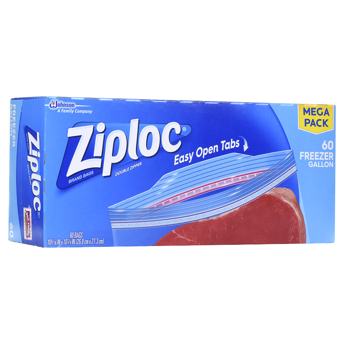 slide 5 of 10, Ziploc Freezer Gallon Seal Top Bags Mega Pack 60 ea, 60 ct