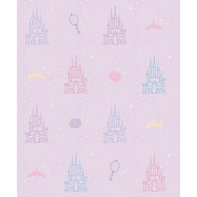 slide 2 of 5, RoomMates Disney Princess Castle Peel & Stick Wallpaper - Purple/Pink, 1 ct