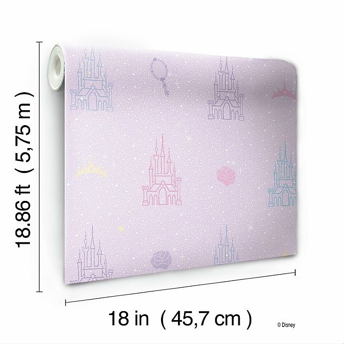 slide 5 of 5, RoomMates Disney Princess Castle Peel & Stick Wallpaper - Purple/Pink, 1 ct