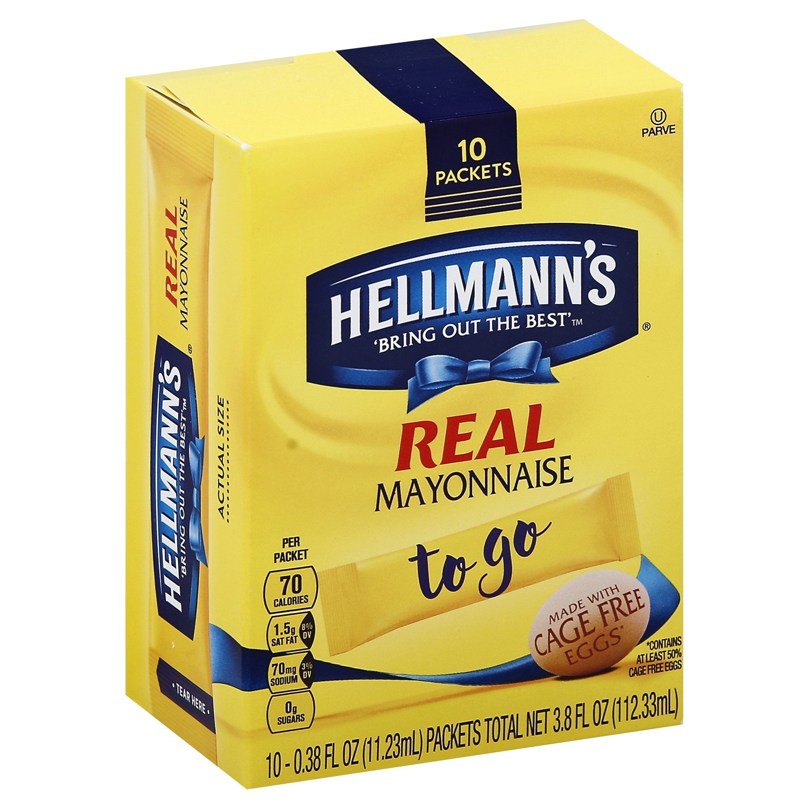 slide 1 of 2, Hellmann's To Go Packets Real Mayonnaise, 10 ct