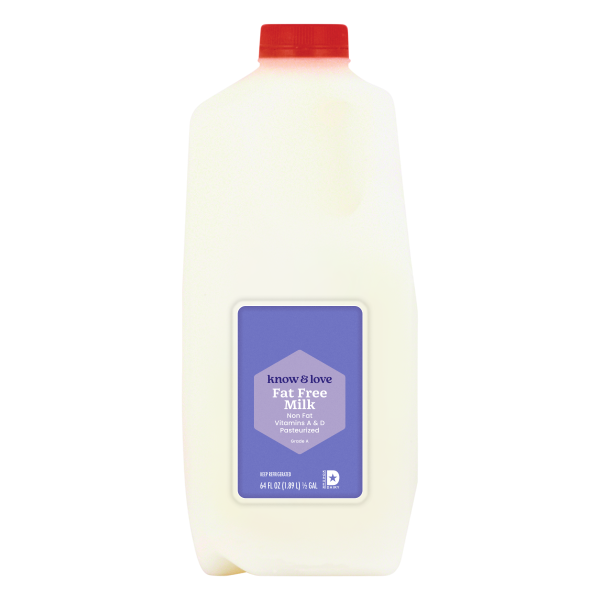 slide 1 of 1, Know & Love Fat Free Milk 1 Half Gallon, 64 oz