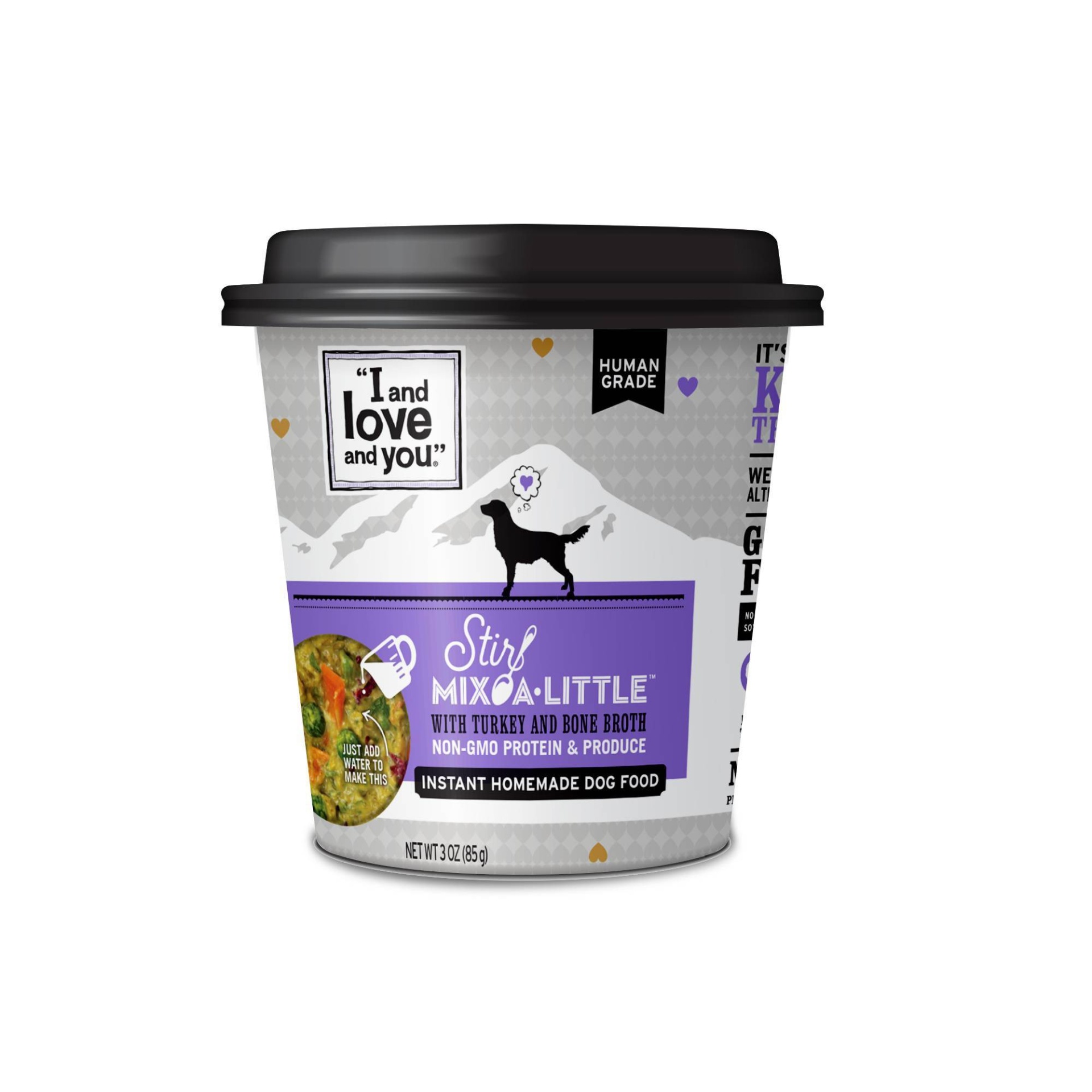 slide 1 of 5, I and Love and You Stir Mix-a-Little Wet Dog Food with Turkey & Bone Broth, 3 oz
