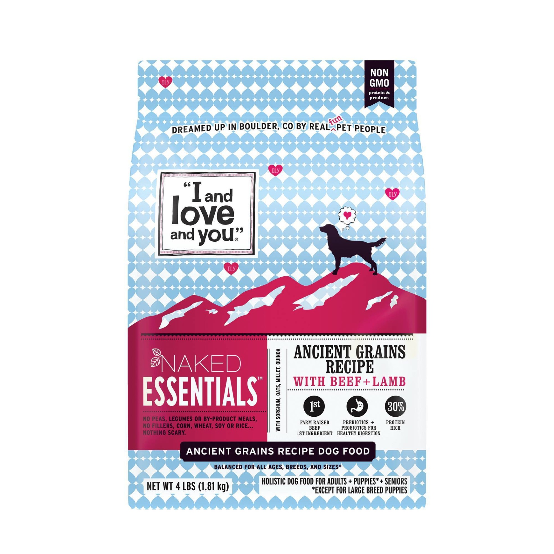 slide 1 of 6, I and Love and You Naked Essentials Ancient Grains with Beef & Lamb Holistic Dry Dog Food - 4lbs, 4 lb