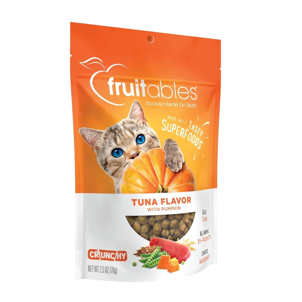 slide 2 of 4, Fruitables Healthy Low Calorie Tuna and Pumpkin Crunchy Cat Treat, 2.5 oz