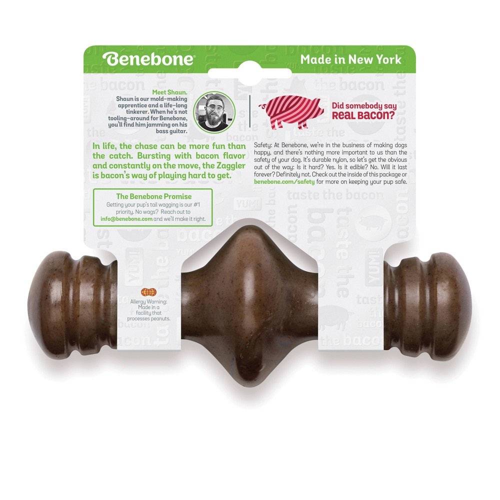 slide 2 of 4, Benebone Zaggler Bacon Dog Toy - M, 1 ct