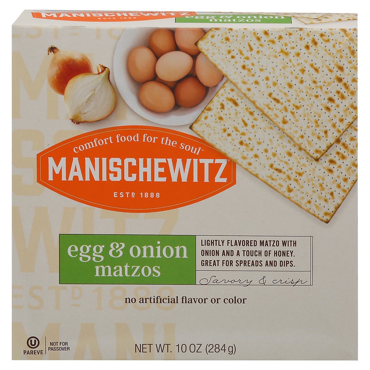 slide 1 of 1, Manischewitz Egg & Onion Matzos, 10 oz