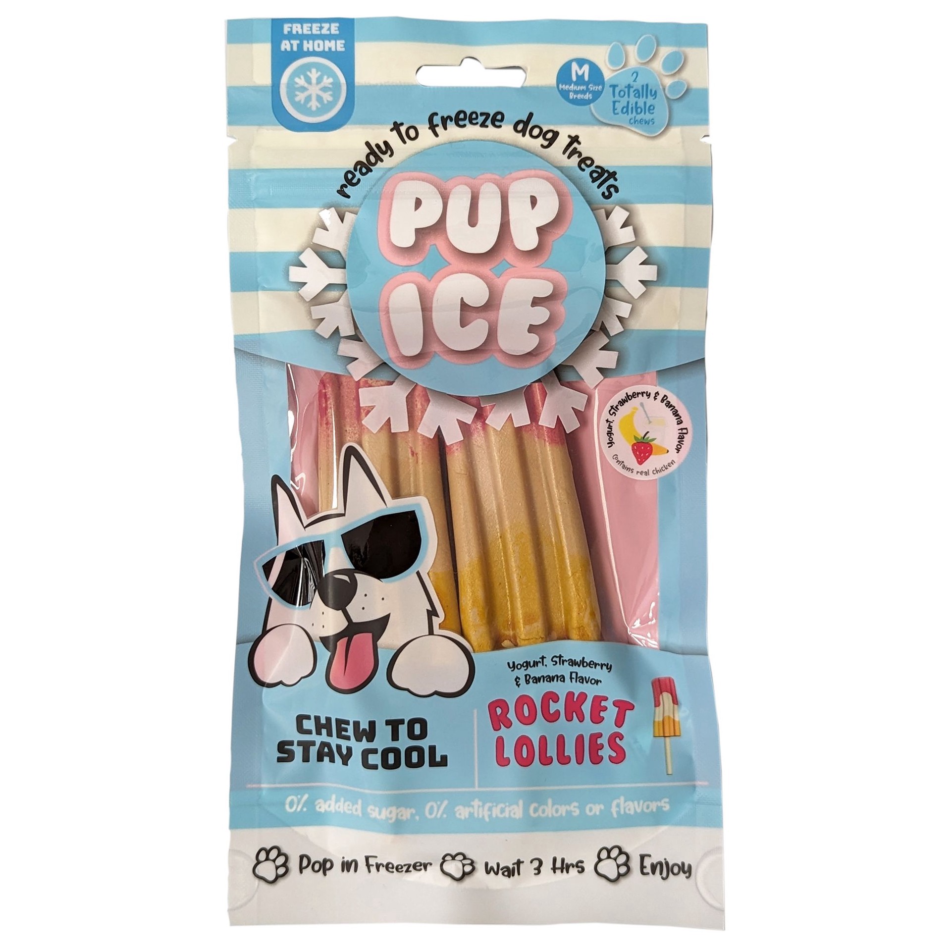 slide 1 of 1, Pup Ice Rocket Lollies Strawberry Banana 2 Count 3 OZ, 3 oz