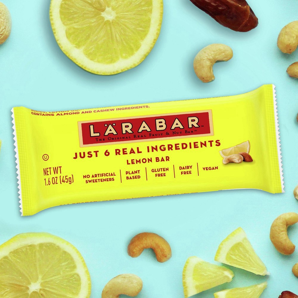 slide 2 of 17, LÄRABAR Lemon Bar, Gluten Free Vegan Fruit & Nut Bar, 1.6 oz Bars, 6 Ct, 6 ct