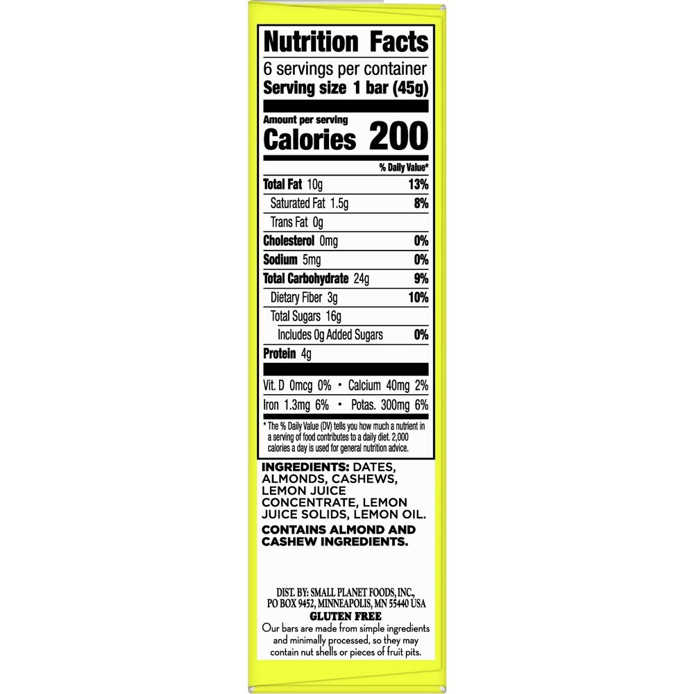 slide 3 of 17, LÄRABAR Lemon Bar, Gluten Free Vegan Fruit & Nut Bar, 1.6 oz Bars, 6 Ct, 6 ct