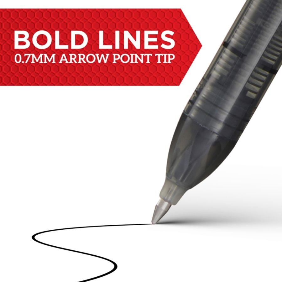 slide 3 of 6, Sharpie Roller Pens, Arrow Point, 0.7 Mm, Black Barrel, Black Ink, Pack Of 12 Pens, 12 ct
