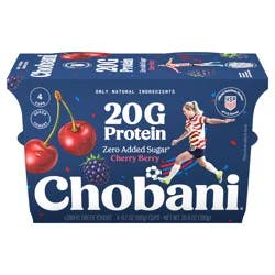Chobani 20g Protein Lowfat Greek Yogurt Cherry Berry 6.7oz 4PK