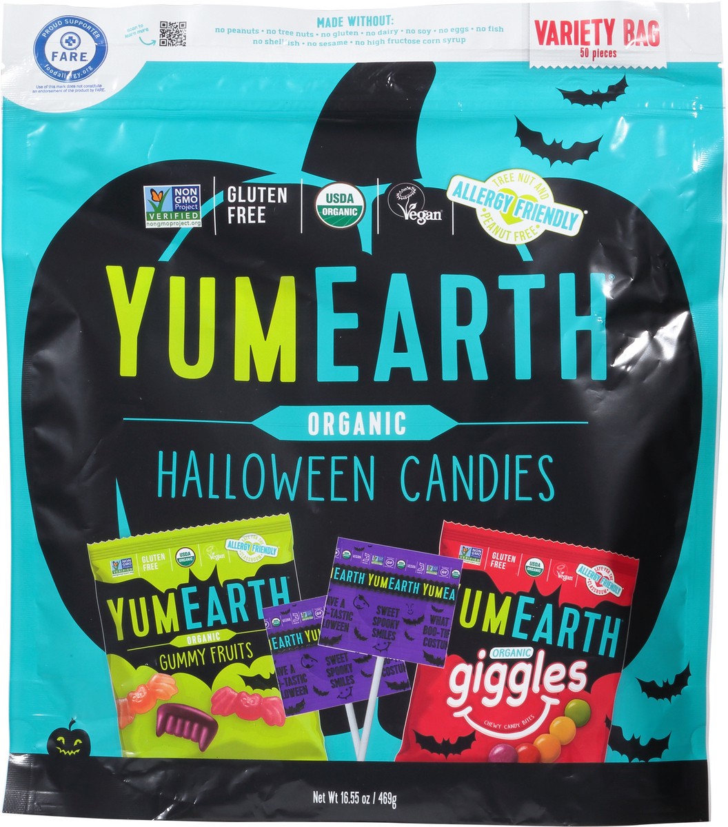slide 10 of 13, YumEarth Variety Bag Halloween Organic Candies 50 ea, 50 ct
