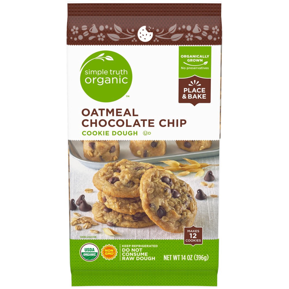 slide 3 of 4, Simple Truth Organic Oatmeal Chocolate Chip Cookie Dough, 14 oz
