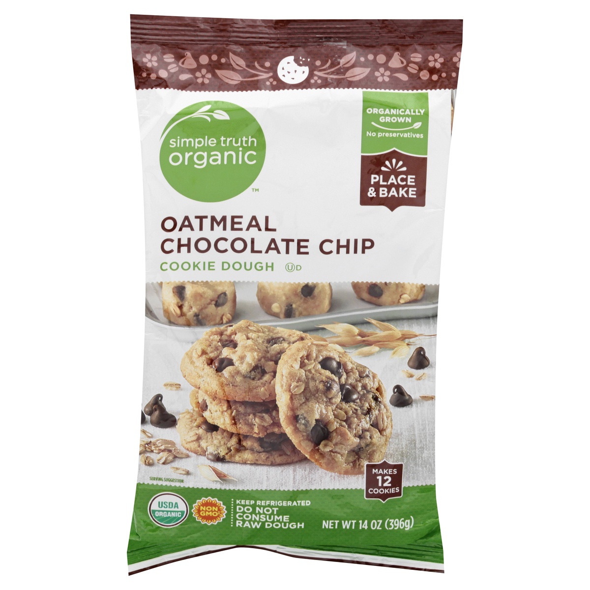 slide 1 of 1, Simple Truth Organic Oatmeal Chocolate Chip Cookie Dough, 14 oz