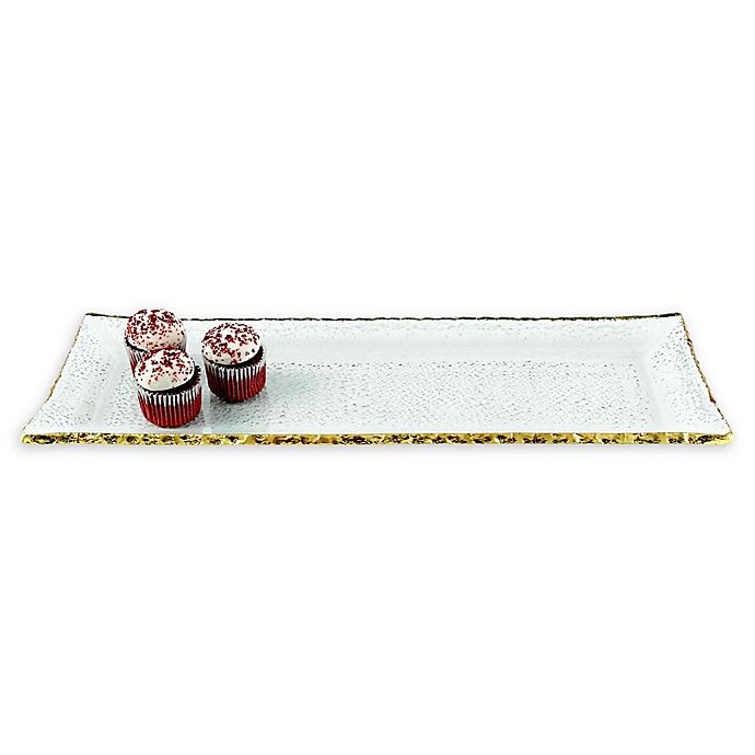 slide 1 of 1, Badash Gold Edge Rectangular Serving Tray, 18 in