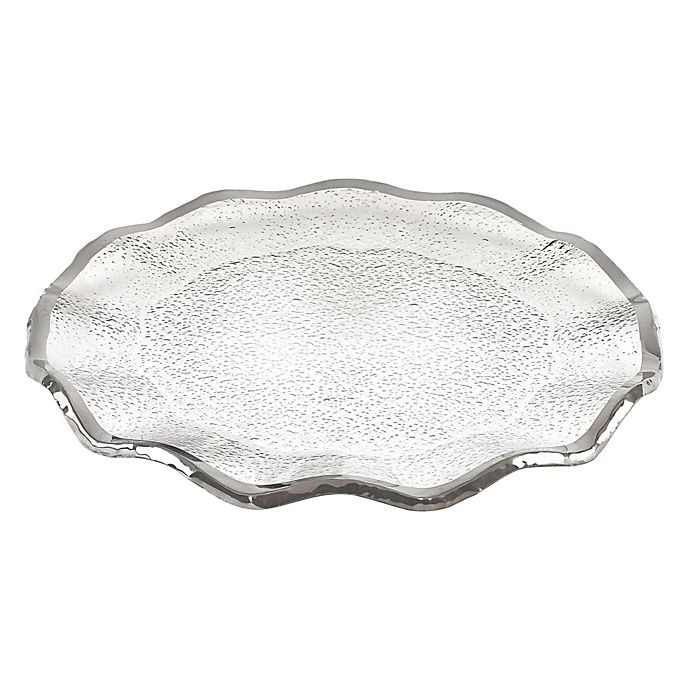 slide 1 of 2, Badash Silver Edge Round Platter, 13 in