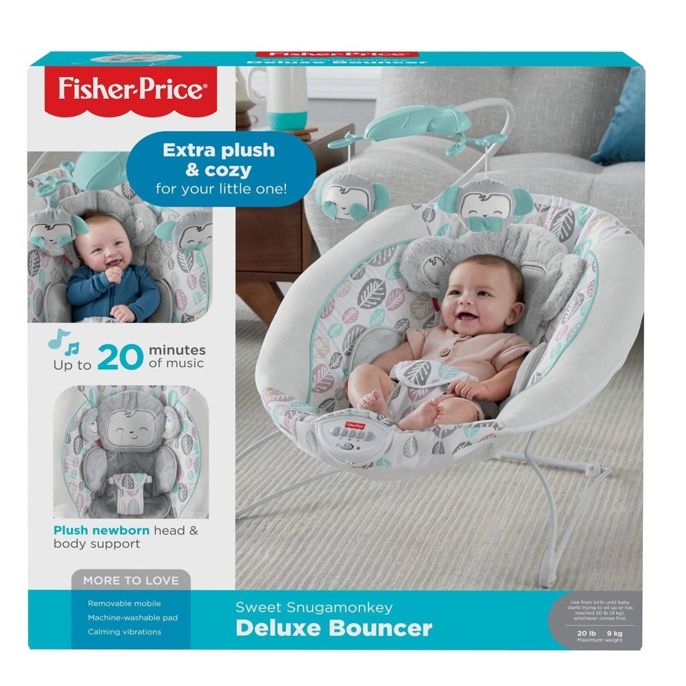 slide 4 of 6, Fisher-Price Snugamonkey Deluxe Bouncer, 1 ct