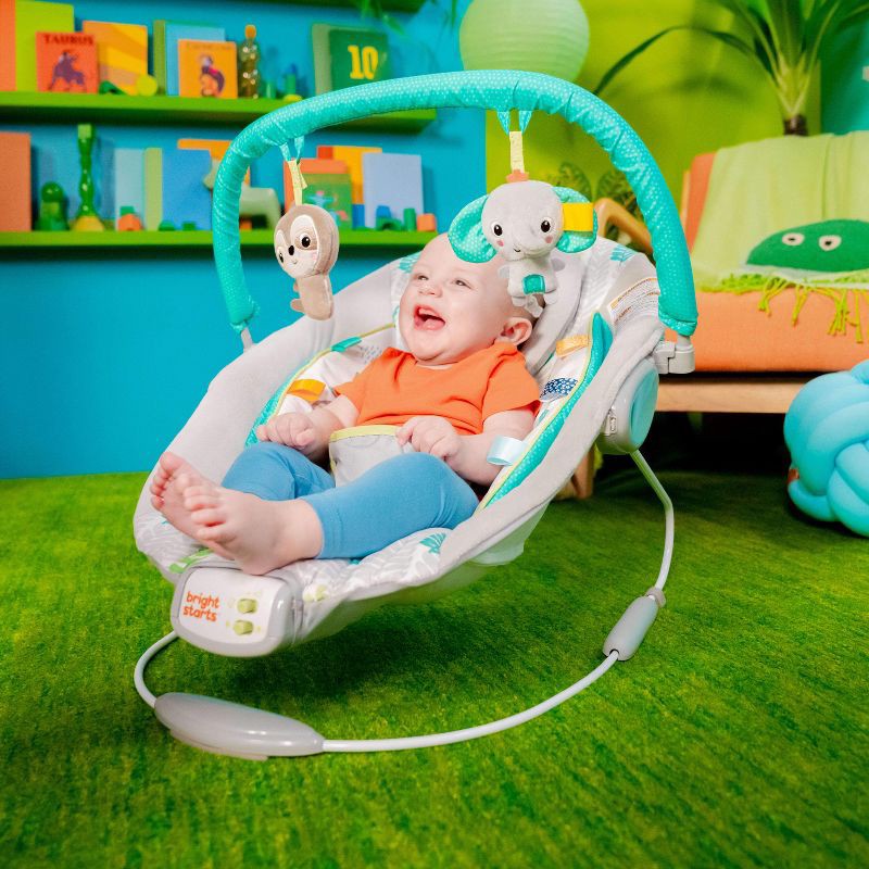 slide 10 of 16, Bright Starts Jungle Vines Comfy Baby Bouncer with Vibrating Infant Seat & Taggies, 1 ct